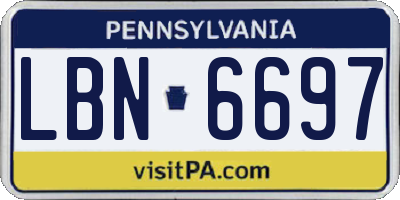 PA license plate LBN6697