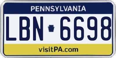 PA license plate LBN6698