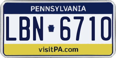PA license plate LBN6710