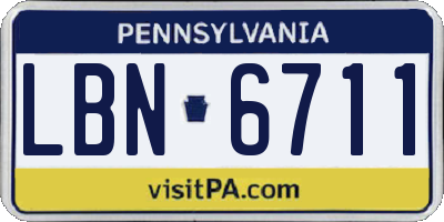 PA license plate LBN6711