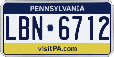 PA license plate LBN6712