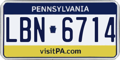PA license plate LBN6714