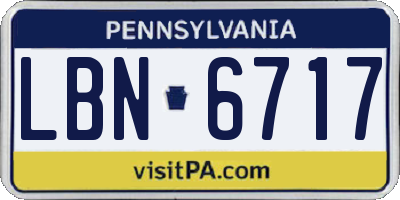 PA license plate LBN6717