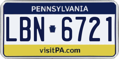 PA license plate LBN6721