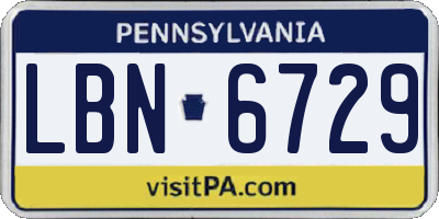 PA license plate LBN6729