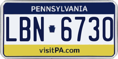 PA license plate LBN6730