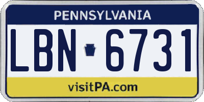 PA license plate LBN6731
