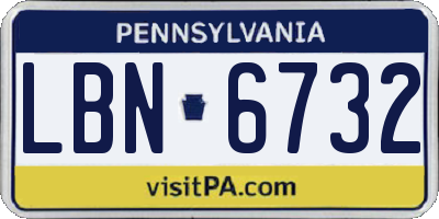 PA license plate LBN6732