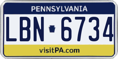 PA license plate LBN6734