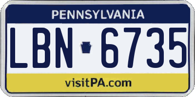 PA license plate LBN6735