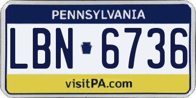 PA license plate LBN6736