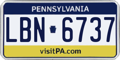 PA license plate LBN6737