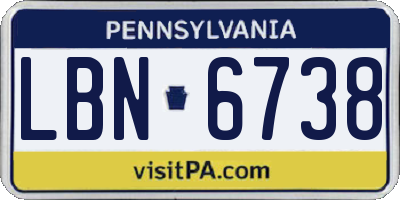 PA license plate LBN6738