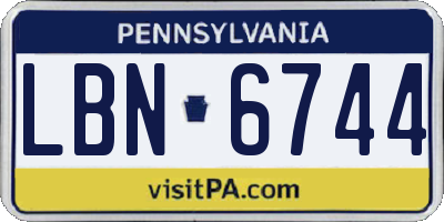 PA license plate LBN6744