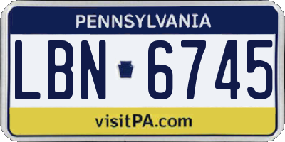 PA license plate LBN6745