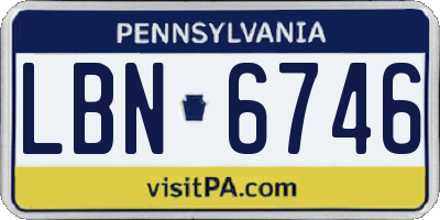PA license plate LBN6746