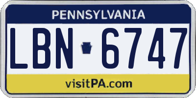 PA license plate LBN6747