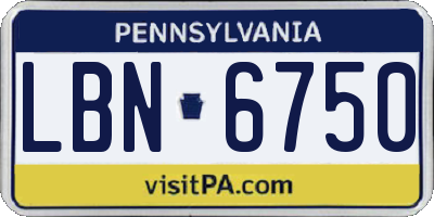 PA license plate LBN6750