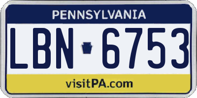PA license plate LBN6753