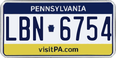 PA license plate LBN6754