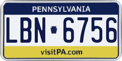 PA license plate LBN6756