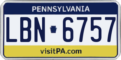 PA license plate LBN6757