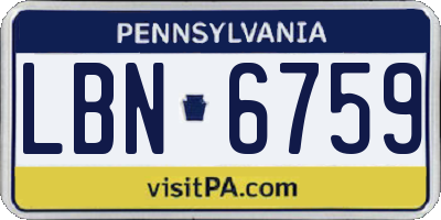 PA license plate LBN6759