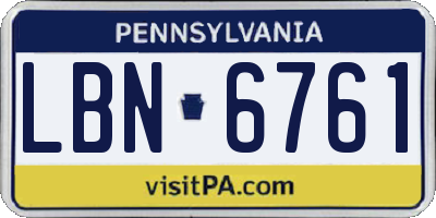 PA license plate LBN6761