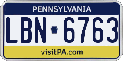 PA license plate LBN6763