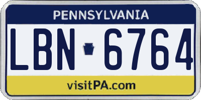 PA license plate LBN6764