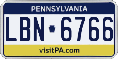 PA license plate LBN6766