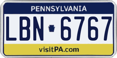 PA license plate LBN6767