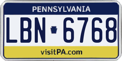 PA license plate LBN6768