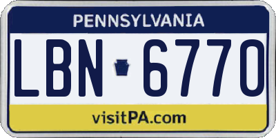 PA license plate LBN6770