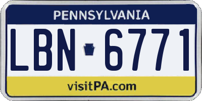 PA license plate LBN6771