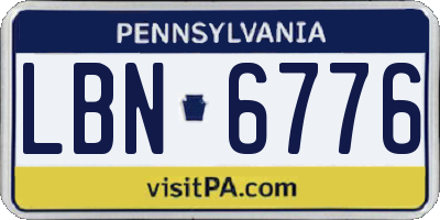 PA license plate LBN6776