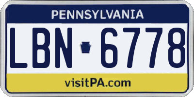 PA license plate LBN6778