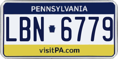 PA license plate LBN6779