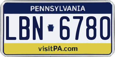 PA license plate LBN6780
