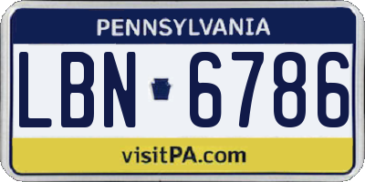 PA license plate LBN6786
