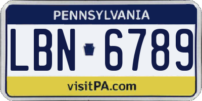 PA license plate LBN6789