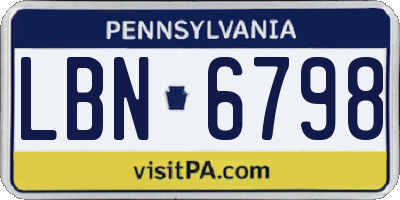 PA license plate LBN6798