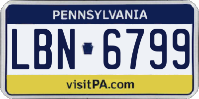 PA license plate LBN6799