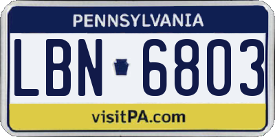PA license plate LBN6803
