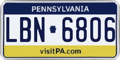 PA license plate LBN6806