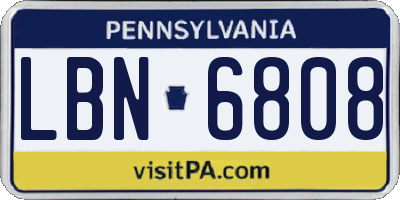 PA license plate LBN6808