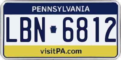 PA license plate LBN6812