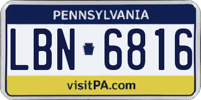 PA license plate LBN6816