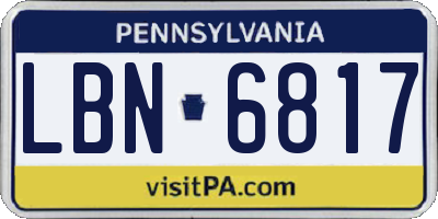 PA license plate LBN6817