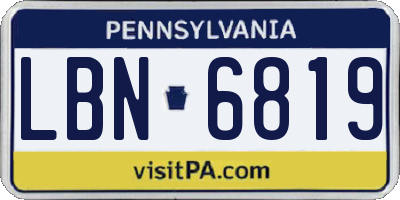 PA license plate LBN6819